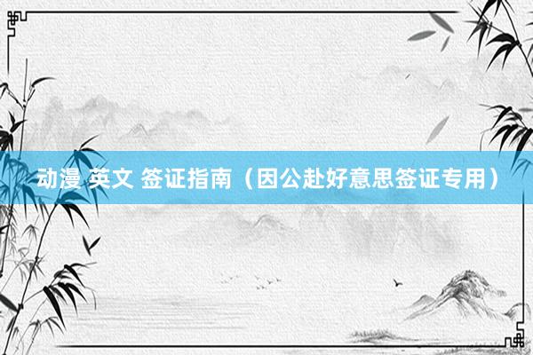 动漫 英文 签证指南（因公赴好意思签证专用）